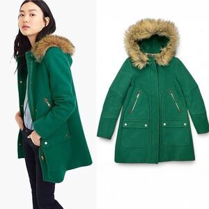 J. Crew Chateau Parka Italian Stadium Cloth Nello Gori Wool Coat Women 2 Tall